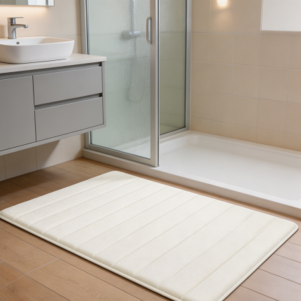 Ivory Memory Foam Non-Slip Bath Mat