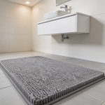 Grey Shaggy Chenille Non-Slip Bath Mat - Image 2