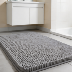 Grey Shaggy Chenille Non-Slip Bath Mat