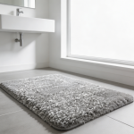 Light Gray/White Fluffy Non-Slip Bath Mat