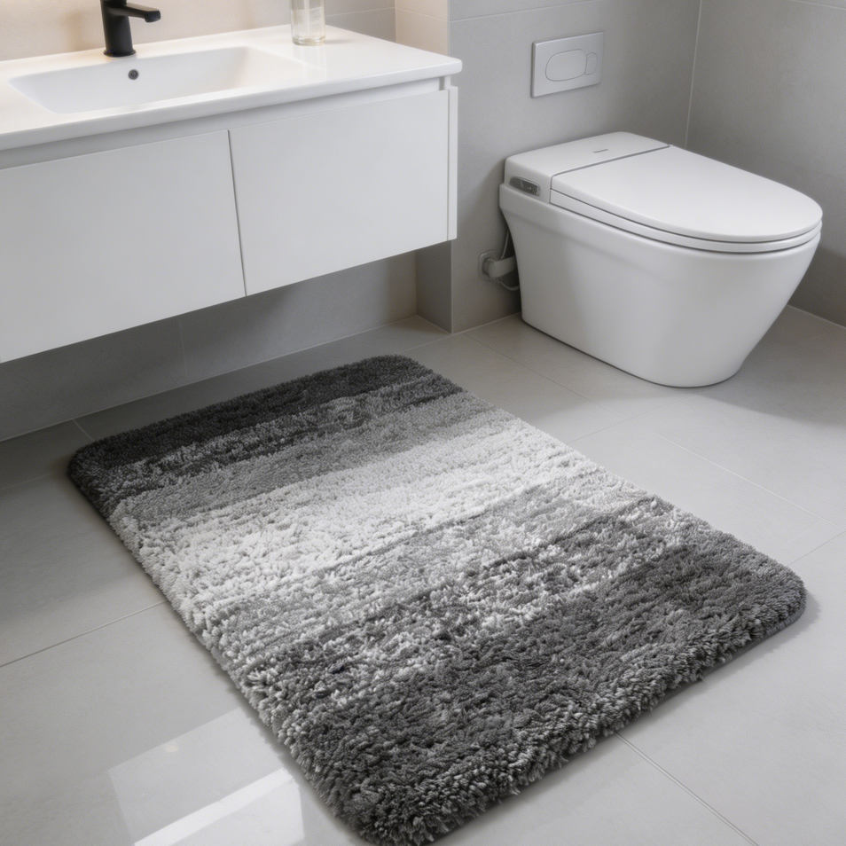 22 Grey Microfiber Non-Slip Bath Mat - Image 1