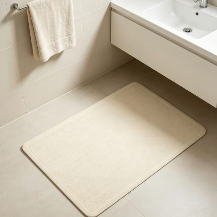 White Large Suction-Backed Bath Mat