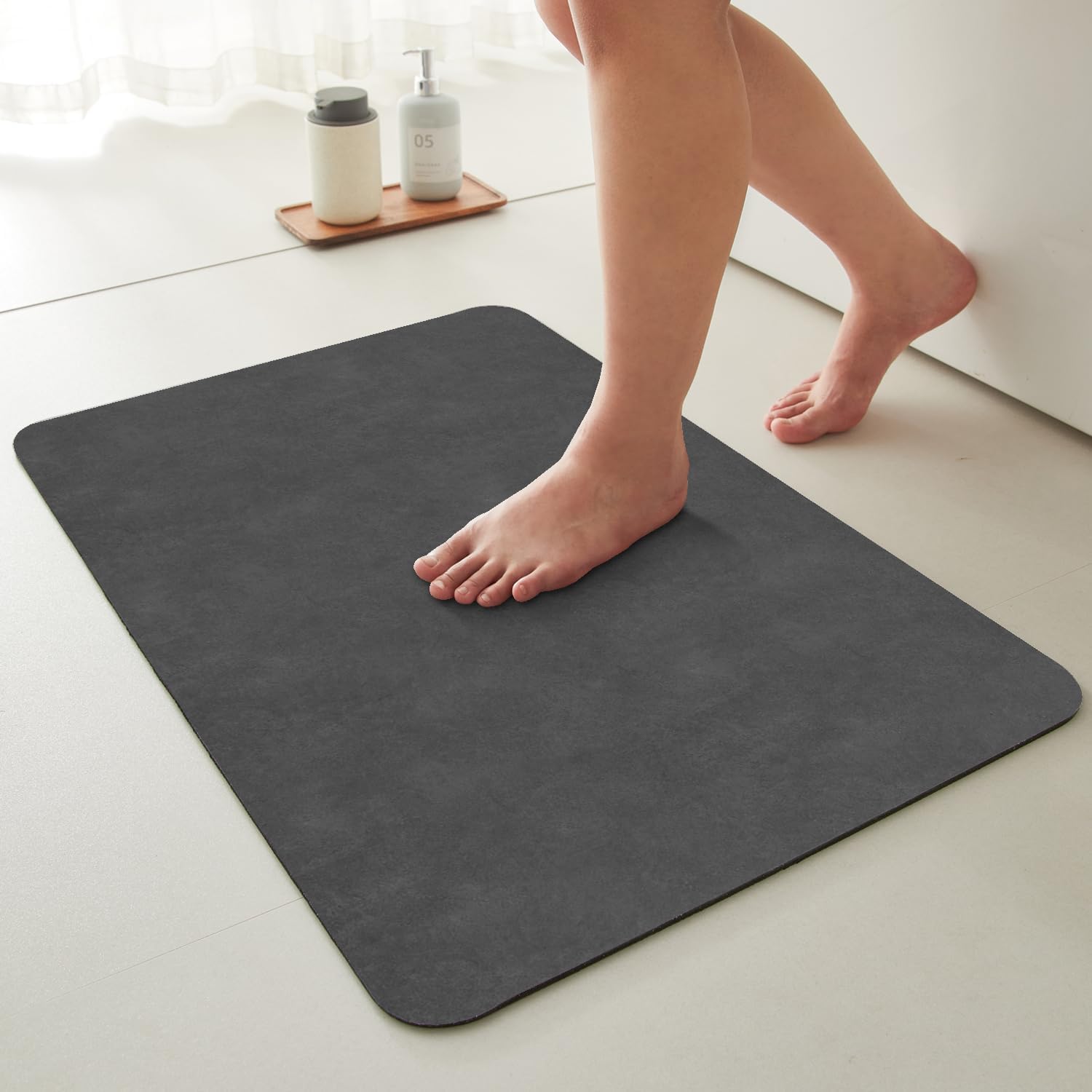 6111Jn4v-3L._AC_SL1500_.jpg Dark Grey Quick-Dry Thin Bath Mat - Image 1