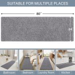 Grey Shaggy Chenille Bath Runner - Image 2