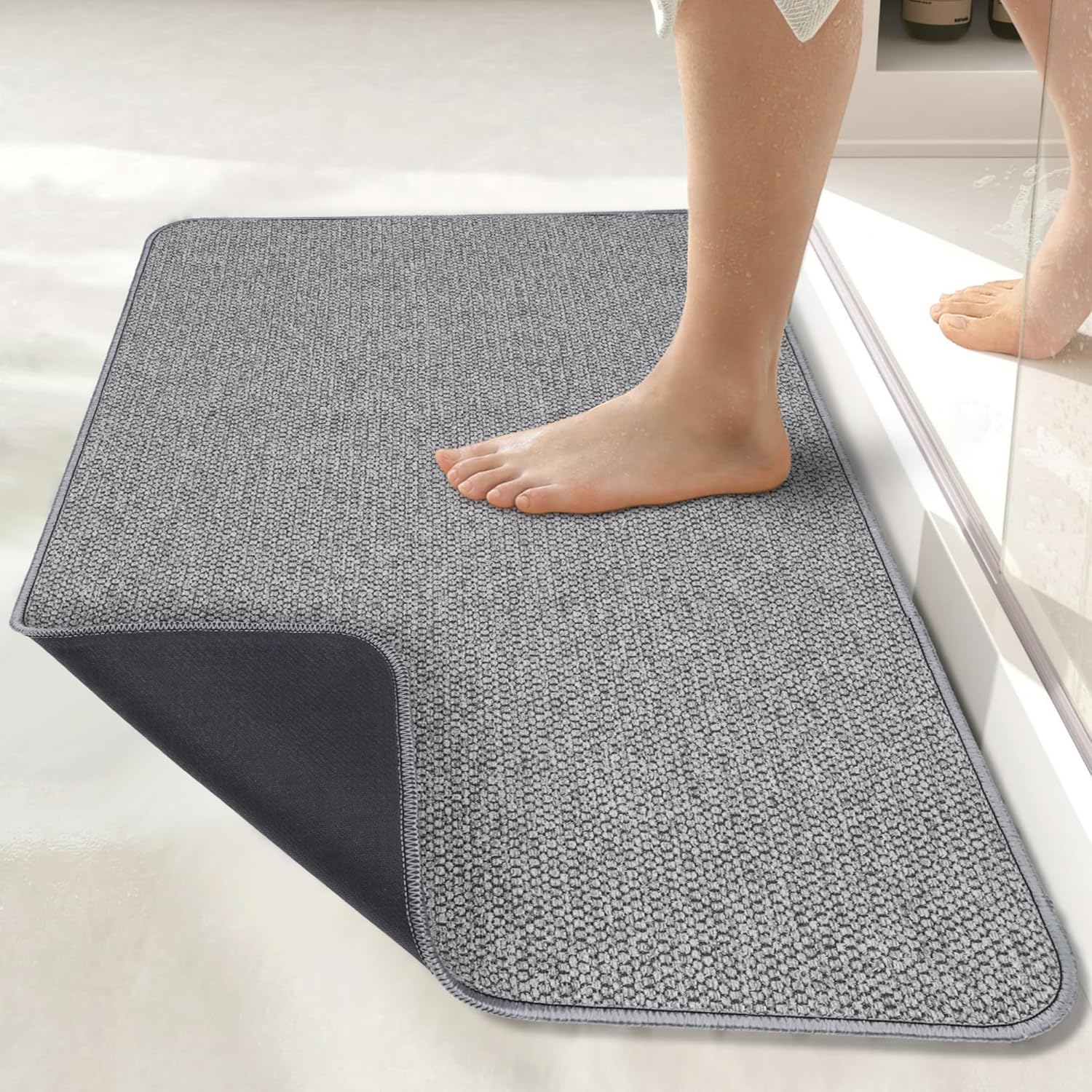 81xany8mDL._AC_SL1500_.jpg Grey Ultra-Thin Non-Slip Bath Mat - Image 1